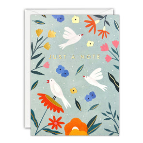Birds and Flowers Mini Just a Note Card by James Ellis