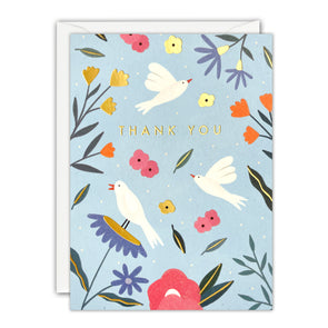 Birds and Flowers Mini Thank You Card by James Ellis