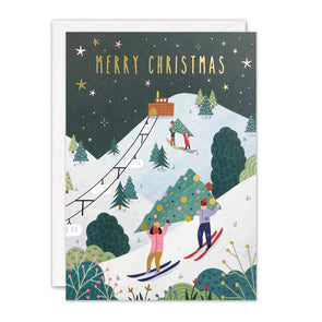 Skiing Christmas Card by James Ellis