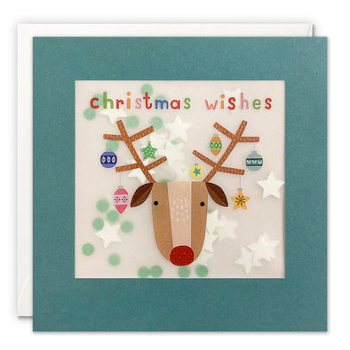 Reindeer with Baubles Christmas Card with Paper Confetti - Paper Shakies by James Ellis
