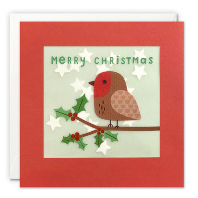 Robin and Holly Christmas Card with Paper Confetti - Paper Shakies by James Ellis