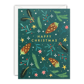 Pine Cones Mini Christmas Card by James Ellis