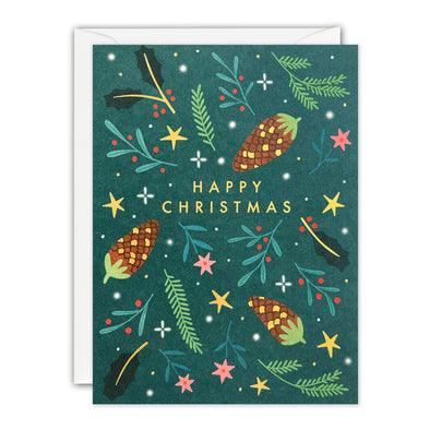 Pine Cones Mini Christmas Card by James Ellis