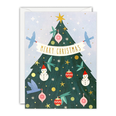 Tree with Birds Mini Christmas Card by James Ellis