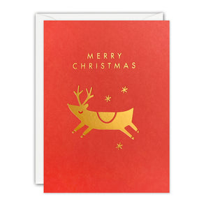 Gold Reindeer Mini Christmas Card by James Ellis