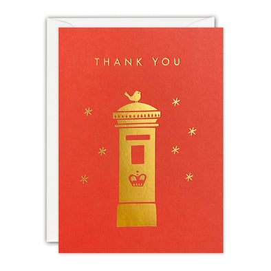 Gold Postbox Mini Thank You Card by James Ellis