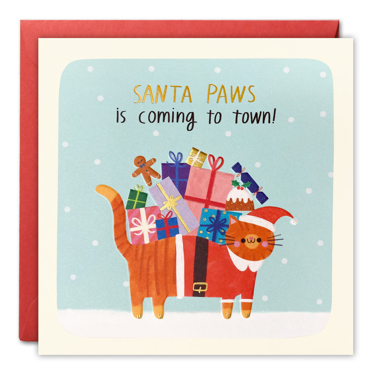 Santa Paws Cat Christmas Card by James Ellis