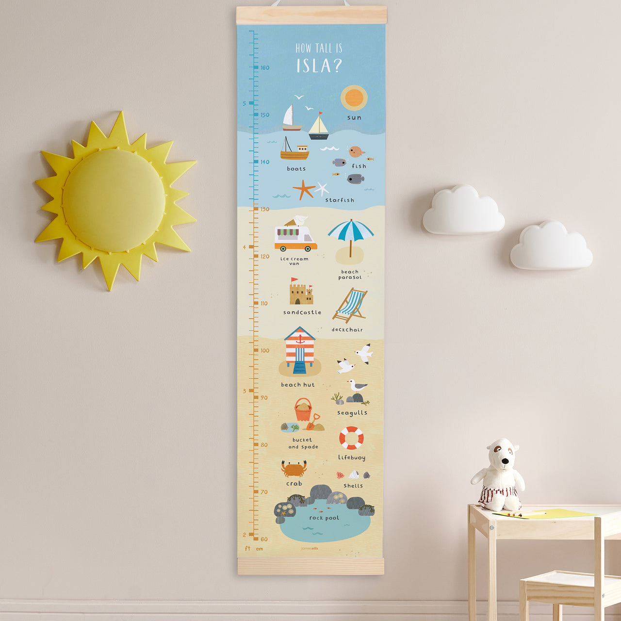 Seaside Canvas and Wood Height Chart