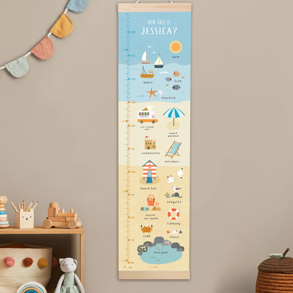 Seaside Canvas and Wood Height Chart