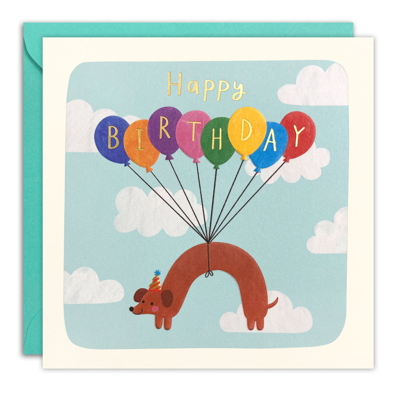 Dog and Balloons Birthday Card by James Ellis