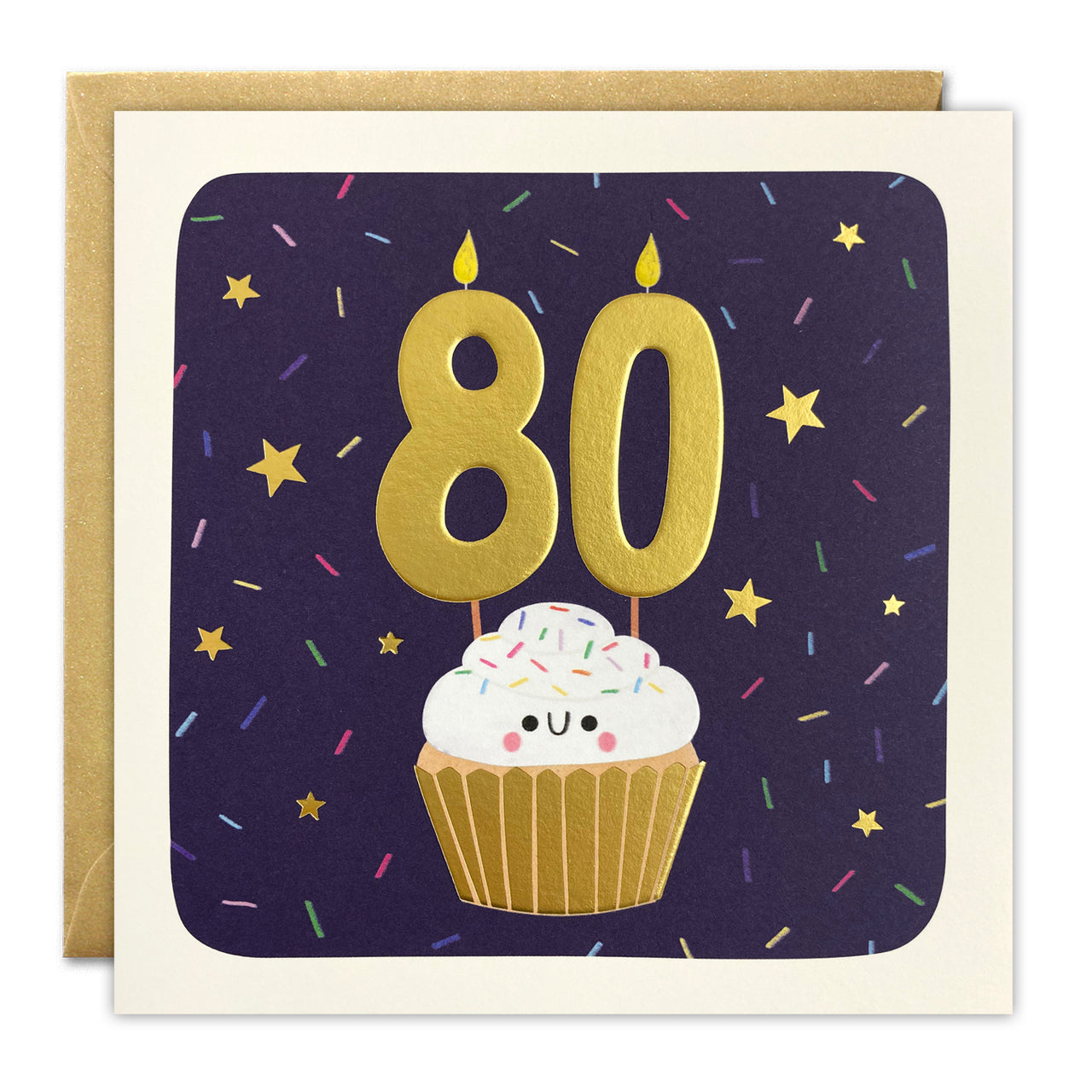 Age 80 Cupcake Birthday Card by James Ellis