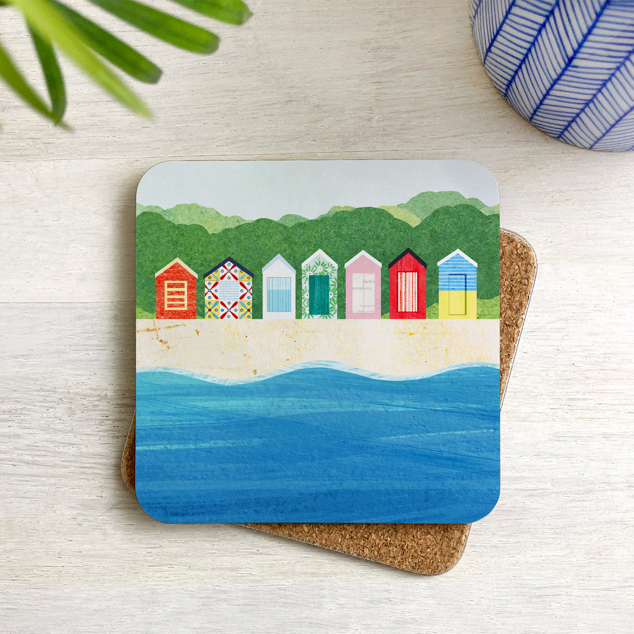 Beach Huts Coaster by James Ellis