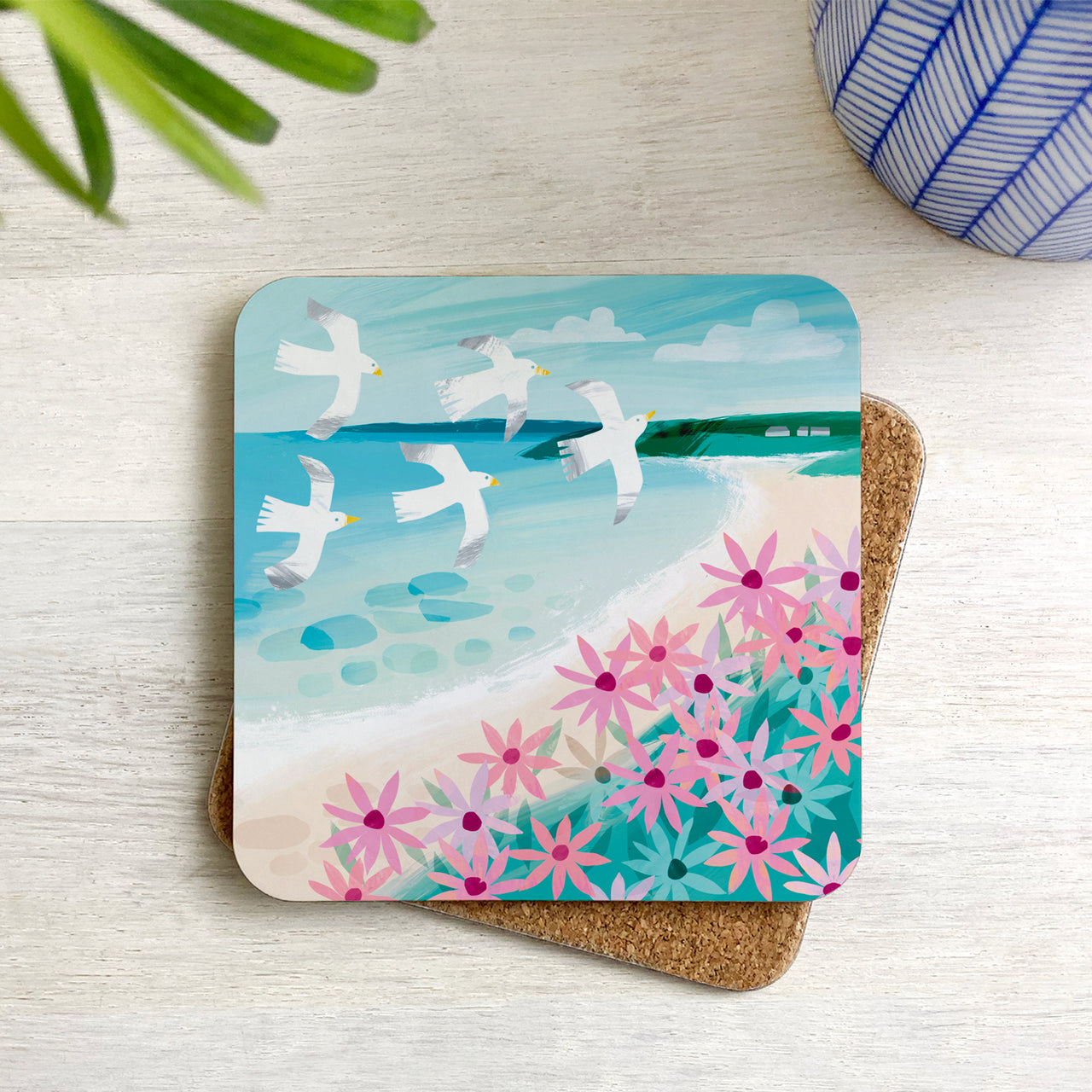 Gulls at the Beach Coaster by James Ellis