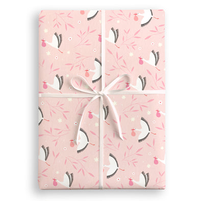Pink Storks Wrapping Paper by James Ellis