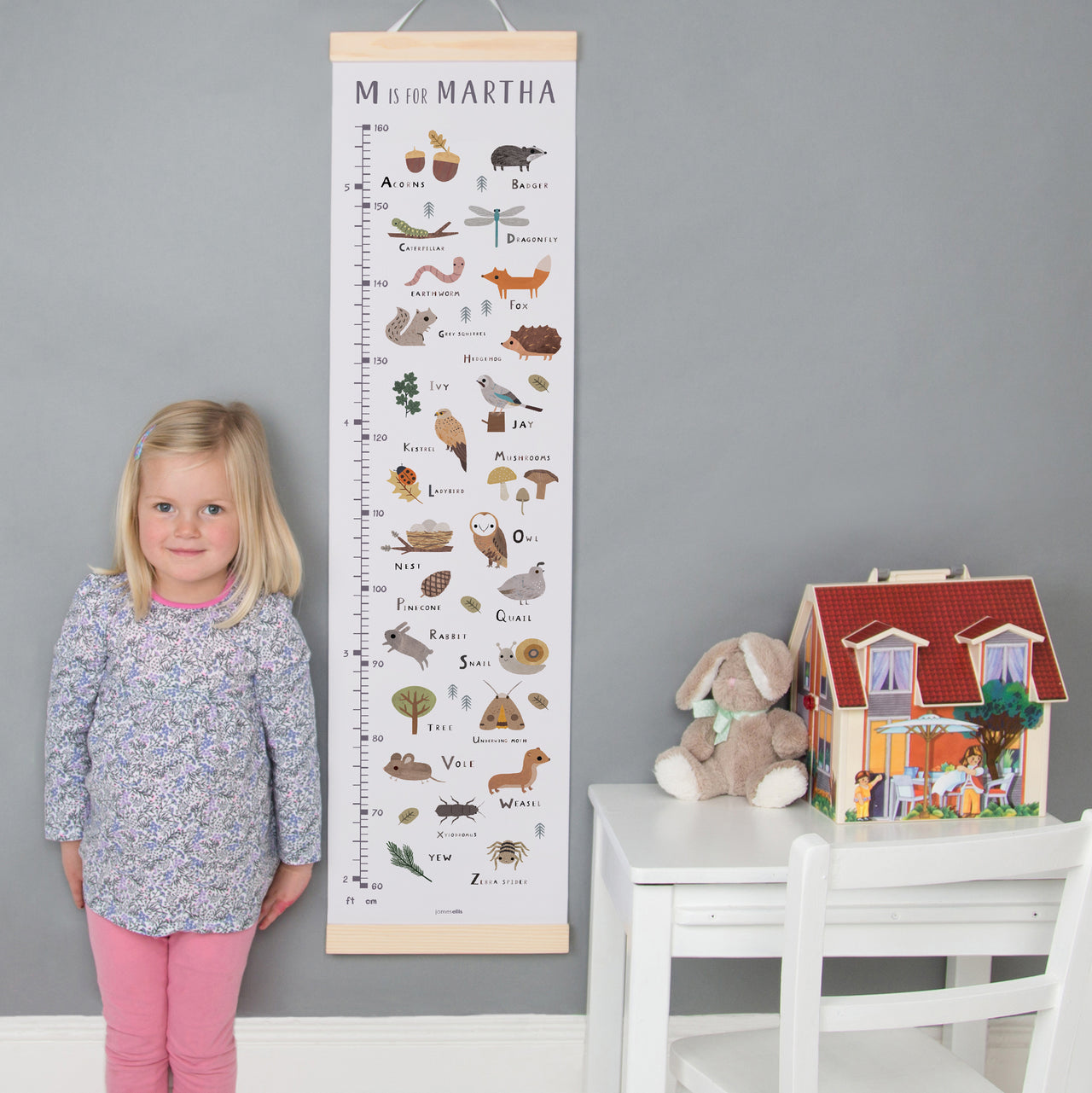 Woodland Alphabet Canvas and Wood Height Chart