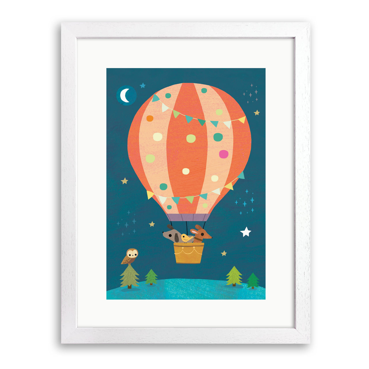Night Balloon Ride Print by Linda Tordoff