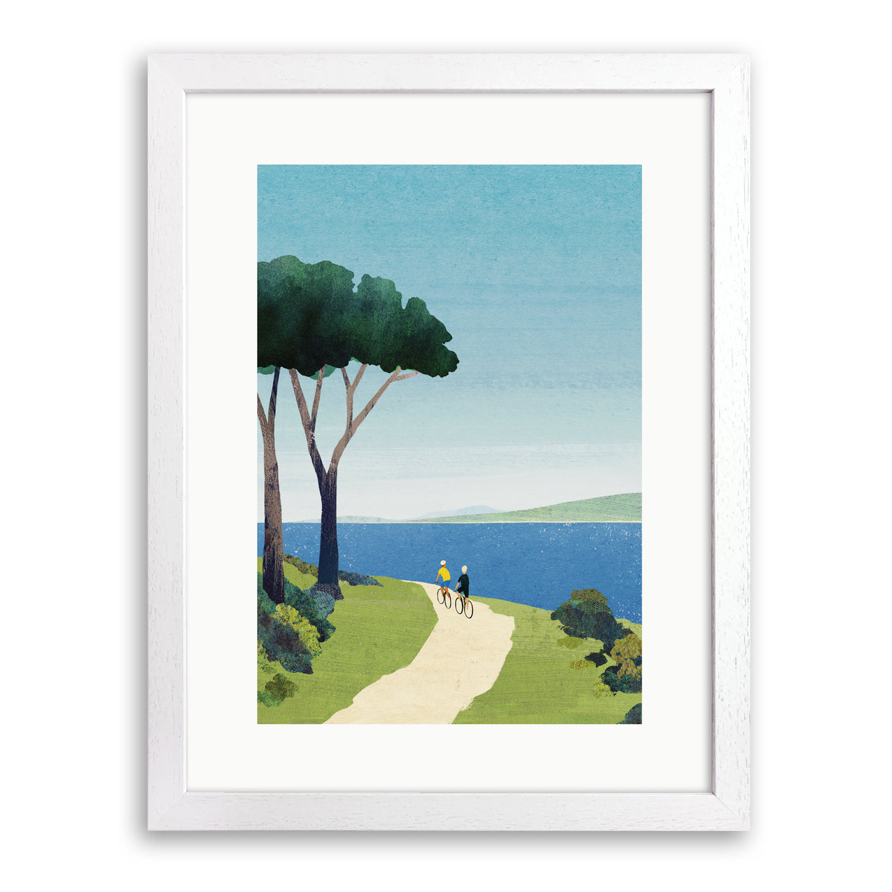 Cycling by the Sea Print by Henry Rivers