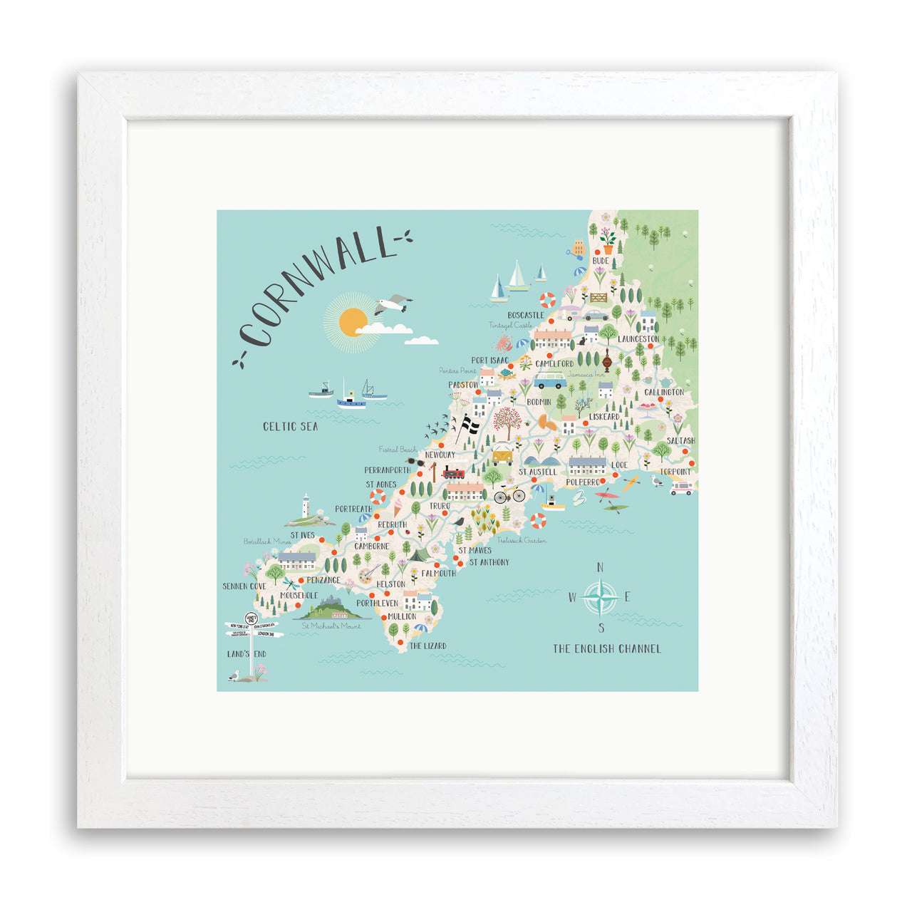 Map of Cornwall Print by Hilary Yafai