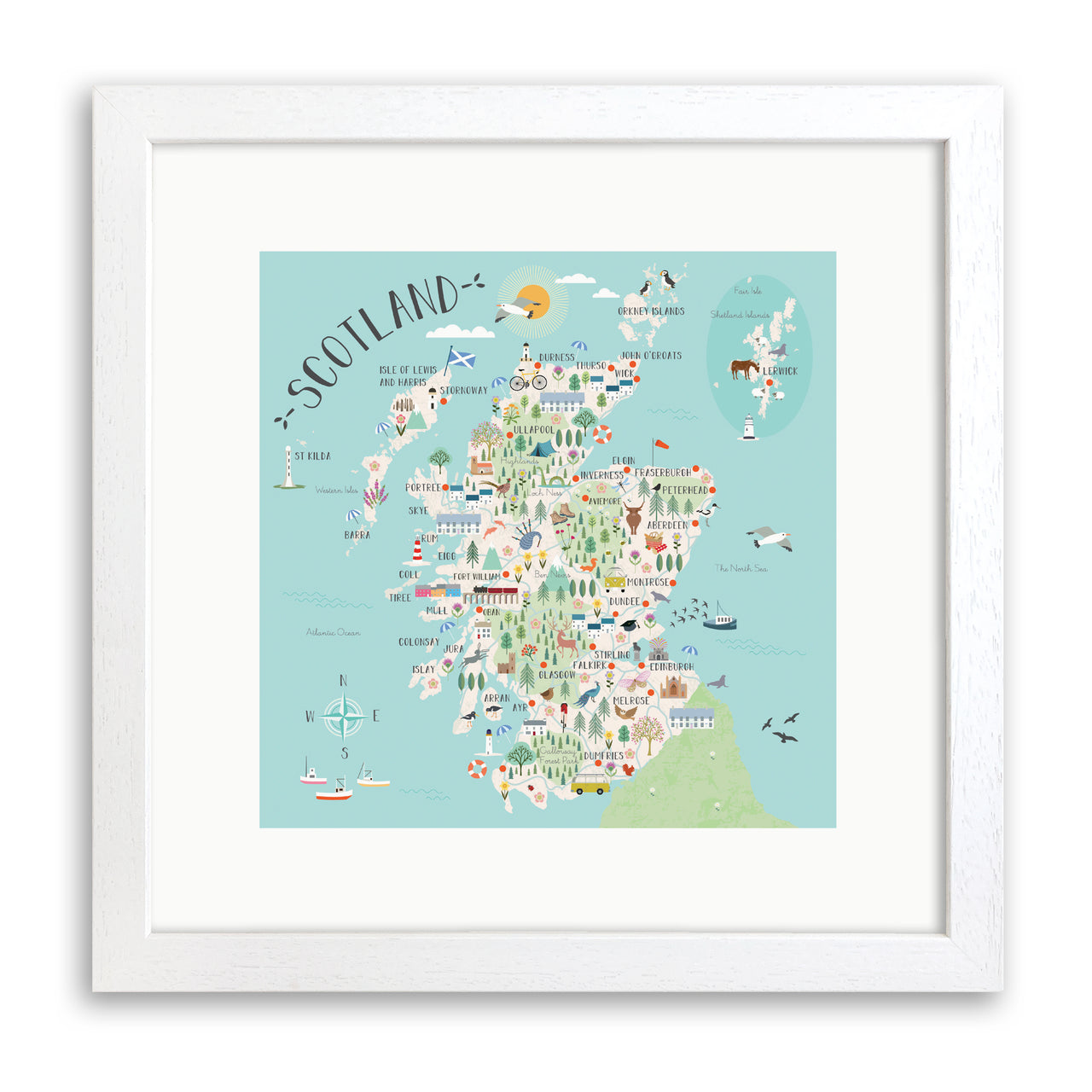 Map of Scotland Print by Hilary Yafai