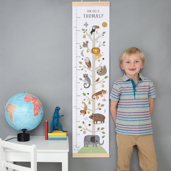 Animal Tree Canvas and Wood Height Chart