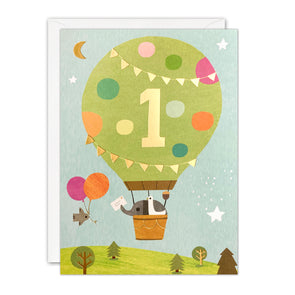 Age 1 Balloon Birthday Card by James Ellis