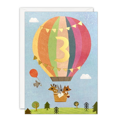 Age 3 Balloon Birthday Card by James Ellis