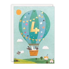 Age 4 Balloon Birthday Card by James Ellis