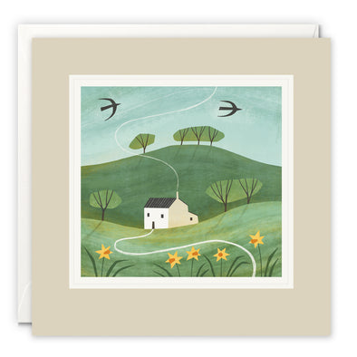 Spring House in the Hills Art Card by Holly Astle