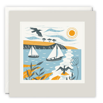 Maenporth Sailing Art Card by Holly Astle
