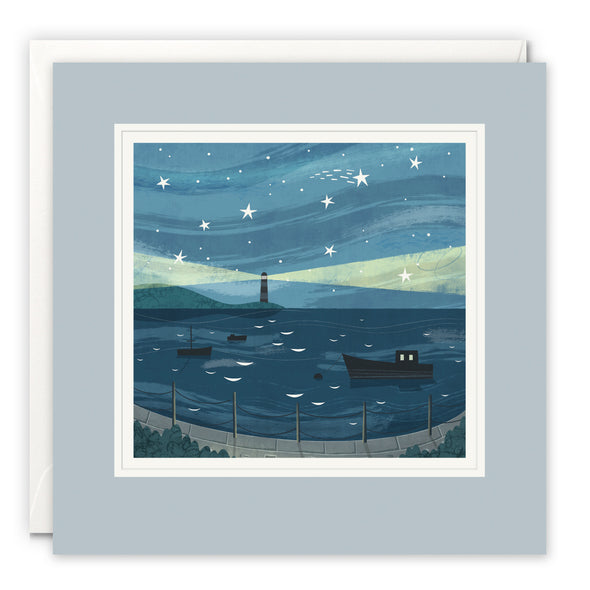 Harbour at Night Art Card by Holly Astle