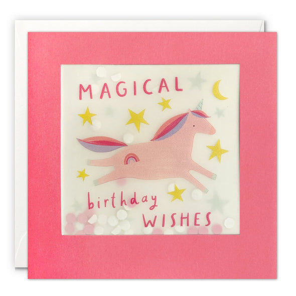 Magical Unicorn Birthday Card with Paper Confetti - Paper Shakies by James Ellis