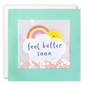 Sun and Rainbow Feel Better Get Well Soon Card with Paper Confetti - Paper Shakies by James Ellis