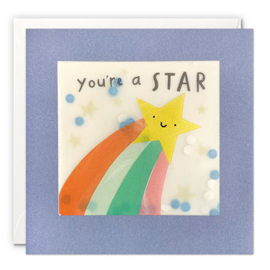 Rainbow Shooting Star You're a Star Birthday Card with Paper Confetti - Paper Shakies by James Ellis