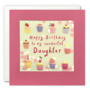 Daughter Cupcakes Birthday Card with Paper Confetti - Paper Shakies by James Ellis