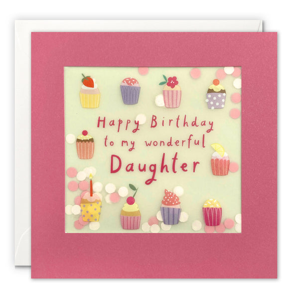 Daughter Cupcakes Birthday Card with Paper Confetti - Paper Shakies by James Ellis