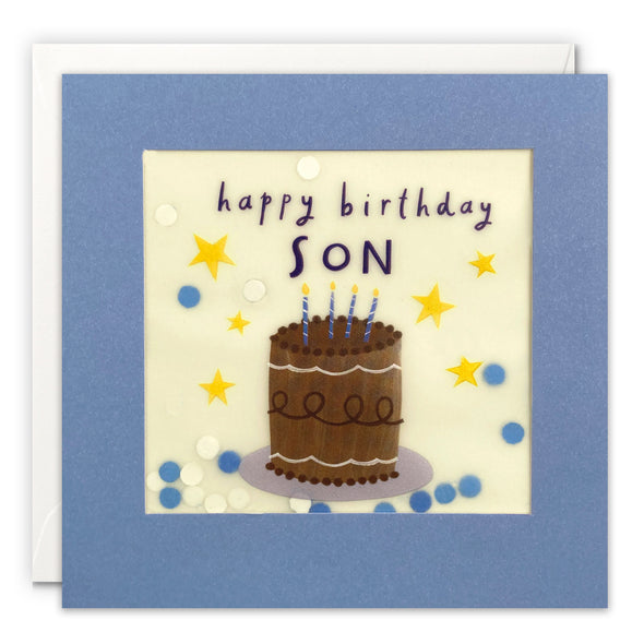Son Cake Birthday Card with Paper Confetti - Paper Shakies by James Ellis