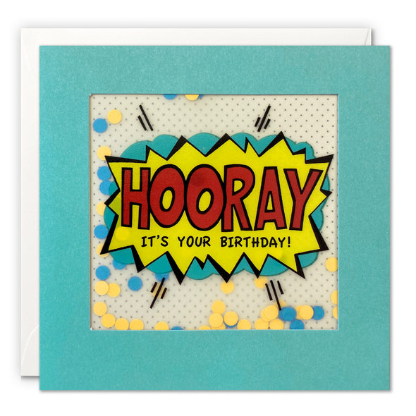 Hooray Pop Art Birthday Card with Paper Confetti - Paper Shakies by James Ellis
