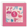 Age 5 Flamingos Birthday Card with Paper Confetti - Paper Shakies by James Ellis