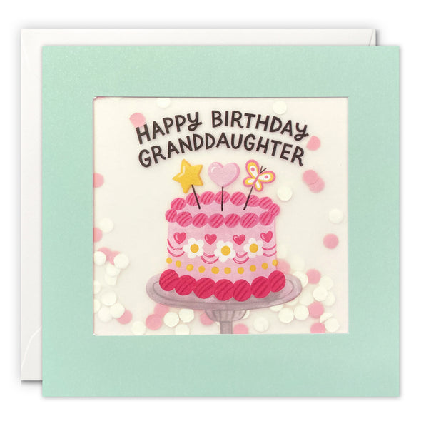 Granddaughter Cake Birthday Card with Paper Confetti - Paper Shakies by James Ellis