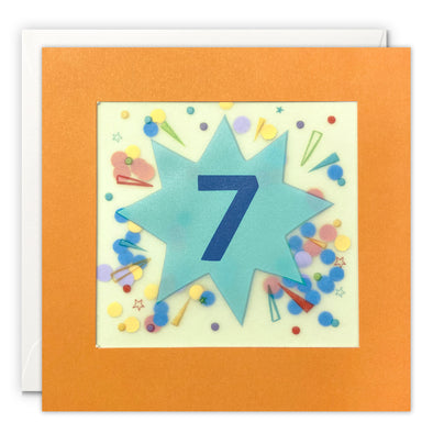 Age 7 Star Birthday Card with Paper Confetti - Paper Shakies by James Ellis