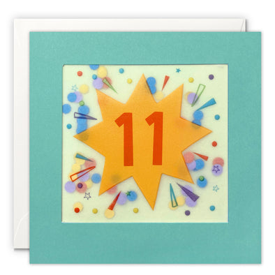 Age 11 Star Birthday Card with Paper Confetti - Paper Shakies by James Ellis