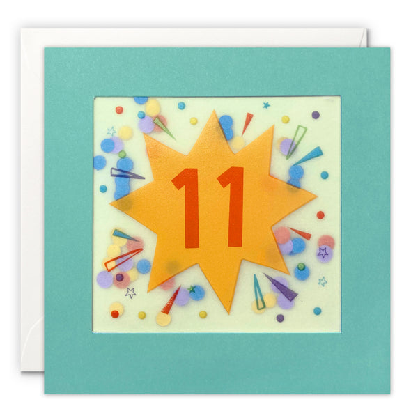 Age 11 Star Birthday Card with Paper Confetti - Paper Shakies by James Ellis