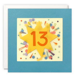 Age 13 Star Birthday Card with Paper Confetti - Paper Shakies by James Ellis