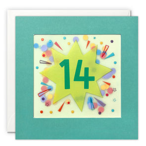 Age 14 Star Birthday Card with Paper Confetti - Paper Shakies by James Ellis