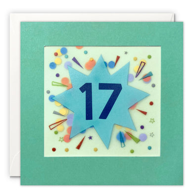 Age 17 Star Birthday Card with Paper Confetti - Paper Shakies by James Ellis