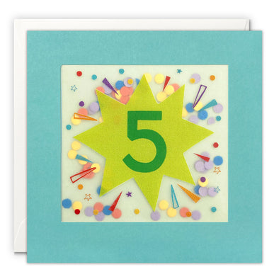 Age 5 Star Birthday Card with Paper Confetti - Paper Shakies by James Ellis