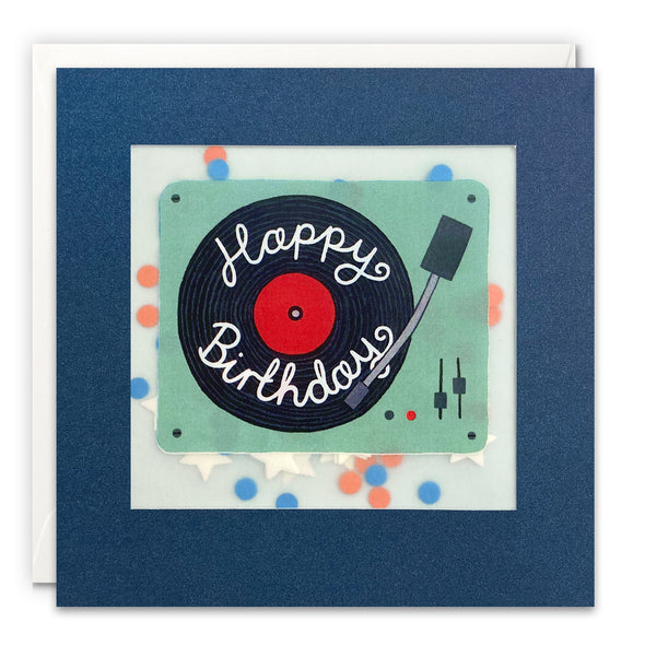 Record Player Birthday Card with Paper Confetti - Paper Shakies by James Ellis