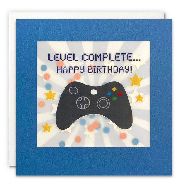 Level Complete Birthday Card with Paper Confetti - Paper Shakies by James Ellis