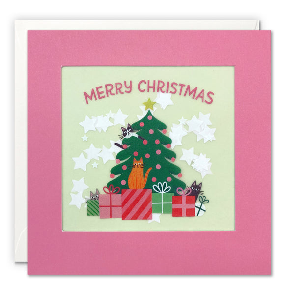 Cats Christmas Tree Card with Paper Confetti - Paper Shakies by James Ellis