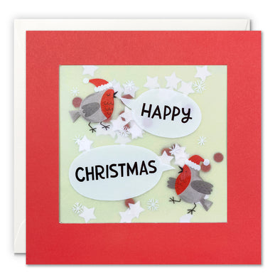 Two Robins Christmas Card with Paper Confetti - Paper Shakies by James Ellis